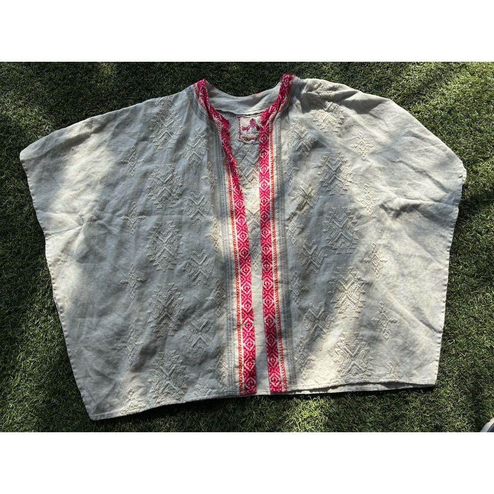 Joy Love Light JW Johnny Was Los Angeles White Medium  100%‎ Linen Embroidered
